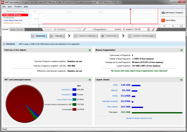 Figure 4. Results from our first snapshot – Summary screen. Figure 4. Results from our first snapshot – Summary screen.