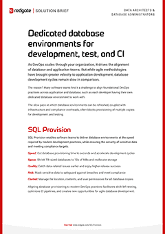 Dedicated database environments for development, test, and CI Solution brief cover